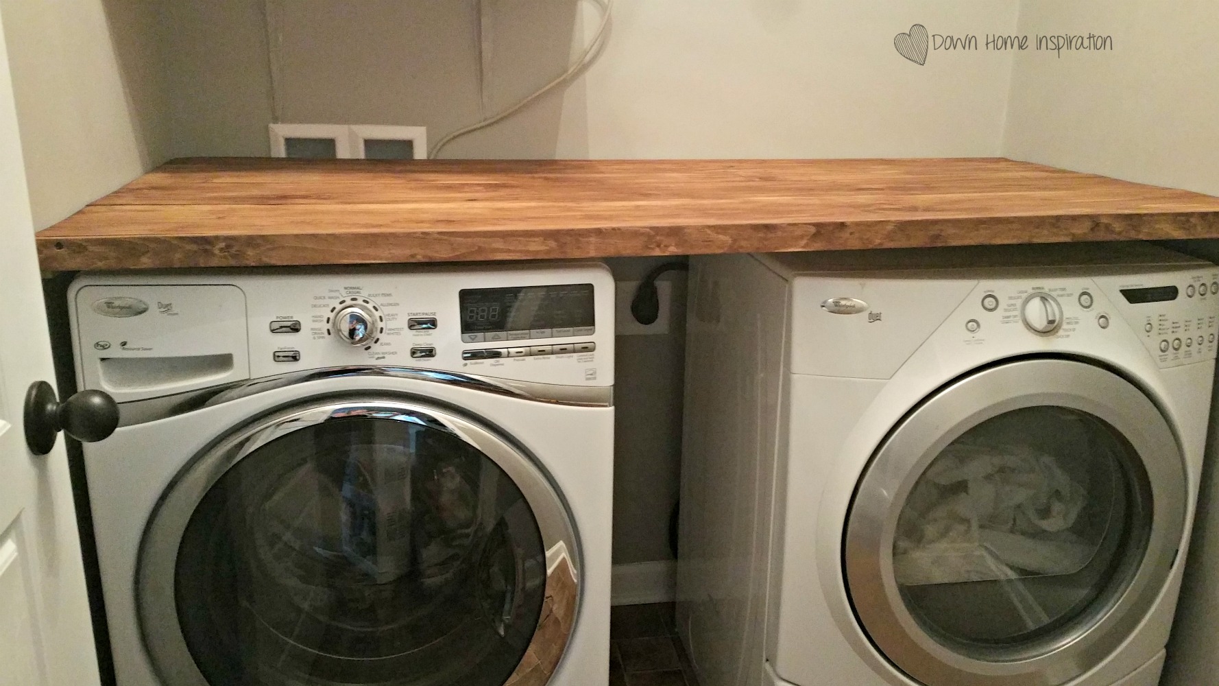 DIY Wood Plank Laundry Room Countertop - Blue i Style