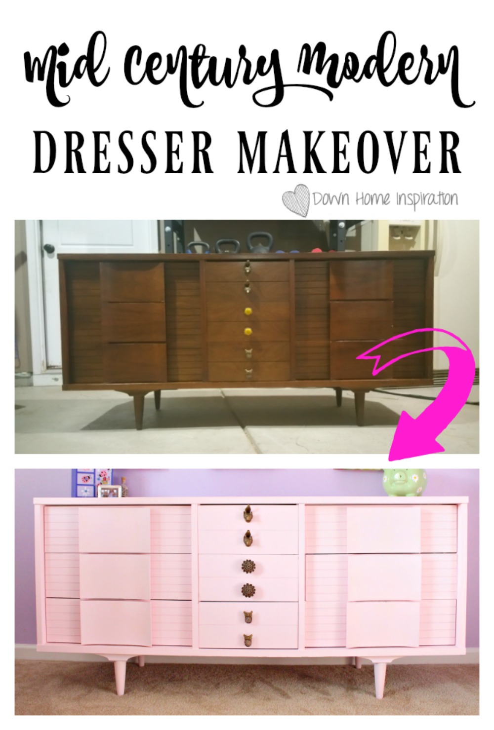 Mid Century Modern Dresser Makeover Down Home Inspiration